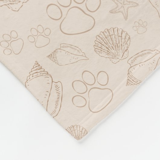Beach Hund Niedliche Muschel und Paw Hund Fleecedecke (Ecke)
