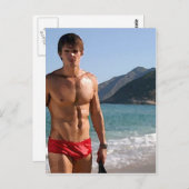 Beach Hunk Postkarte (Vorne/Hinten)