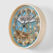 Beach Hut/Beach House Clock, Shell Bay Wanduhr (Winkel)