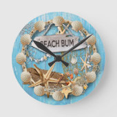 Beach Hut/Beach House Uhr, Beach Bum Runde Wanduhr (Vorderseite)