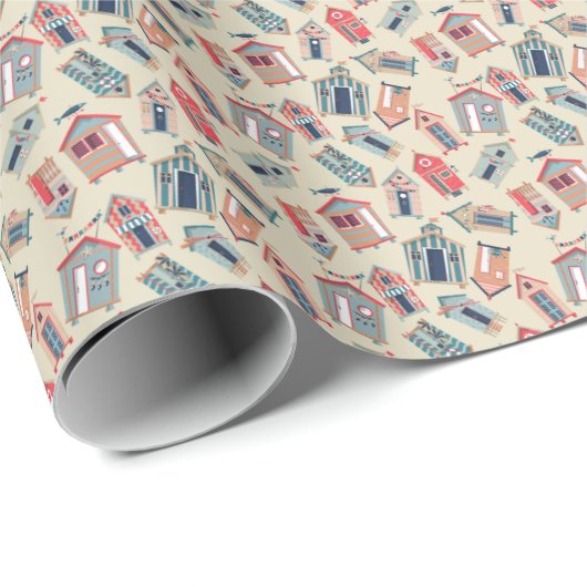 Beach Hut Pattern Geschenkpapier (Rolleneckpunkt)