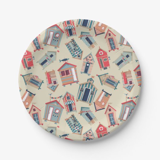 Beach Hut Pattern Pappteller (Vorderseite)