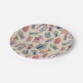 Beach Hut Pattern Pappteller (Schrägansicht)