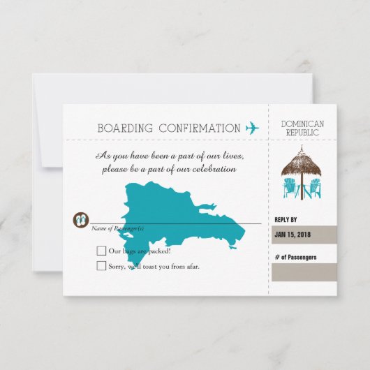 Beach Hut und Stühle UAWG Dominikanische Republik  RSVP Karte (Vorderseite)