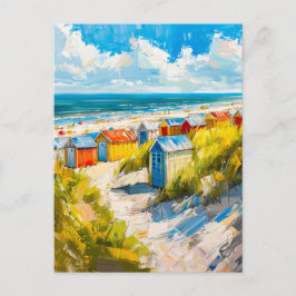 Beach Huts by the Sea in Holland Painting Postkarte