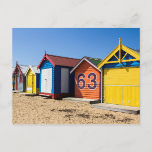 Beach Huts By the Sea Postcard Postkarte
