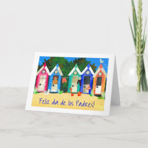 Beach Huts Father's Day Card - Spanish Greeting Karte