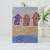 Beach Huts Flat Greeting Card Karte (Stehend Vorderseite)