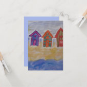 Beach Huts Flat Greeting Card Karte (Vorderseite/Rückseite Beispiel)