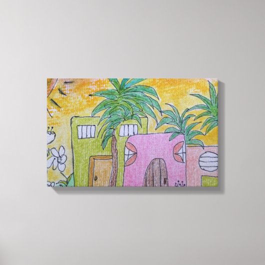 Beach Huts Golden Skies Leinwanddruck (Vorderseite)