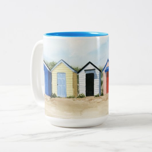 Beach Huts I Zweifarbige Tasse (Vorderseite Links)