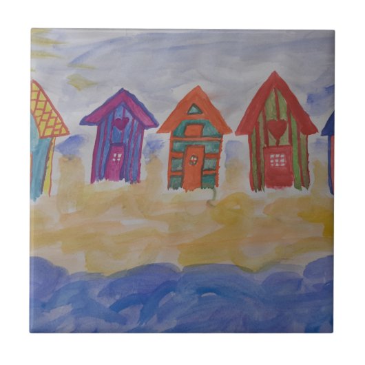 Beach Huts Keramik Tile Fliese (Vorderseite)