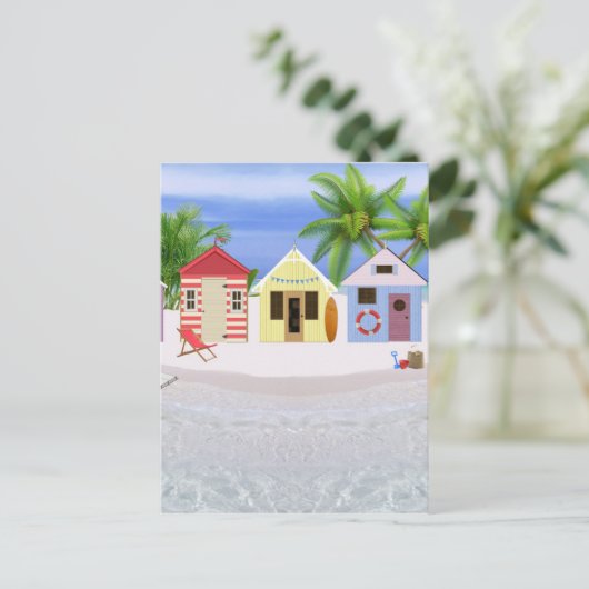 BEACH HUTS POSTKARTE (Stehend Vorderseite)