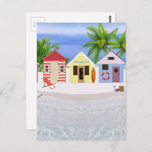 BEACH HUTS POSTKARTE (Vorne/Hinten)