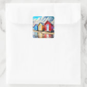 Beach Huts Quadratischer Aufkleber (Tasche)