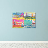 Beach Huts und Segelboote Leinwanddruck (Insitu (Holzboden))