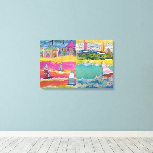 Beach Huts und Segelboote Leinwanddruck (Insitu (Holzboden))