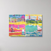 Beach Huts und Segelboote Leinwanddruck (Vorderseite)