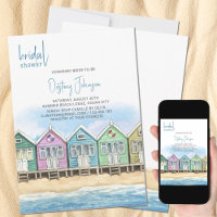 Beach Huts Watercolor Ocean Front Brautparty