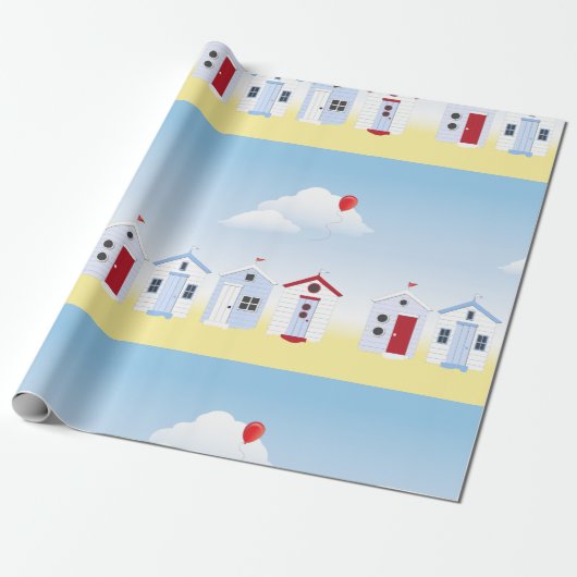 Beach Huts Wrapping Paper Geschenkpapier (Ungerollt)