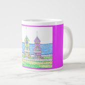 Beach Hütte Trio 2 Fushia Jumbo Tasse (Vorderseite Rechts)