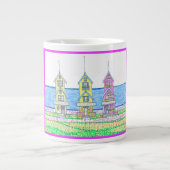 Beach Hütte Trio 2 Fushia Jumbo Tasse (Vorderseite)