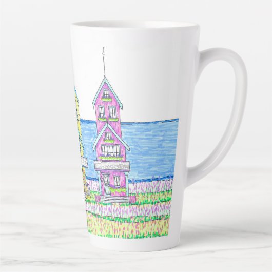 Beach Hütte Trio 2; Große Latte Tasse (Rechts)