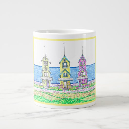 Beach Hütte Trio 2 Yellow Jumbo Tasse (Vorderseite)