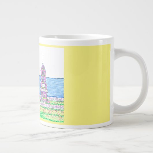 Beach Hütte Trio 2 Yellow Jumbo Tasse (Rechts)