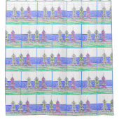 Beach Hütte Trio Duschvorhang (Vorderseite)