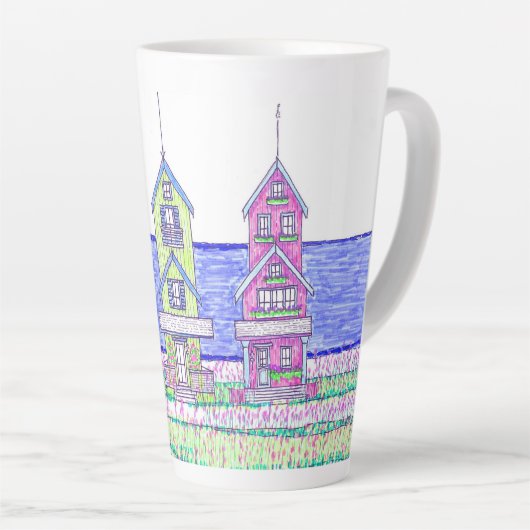 Beach Hütte Trio Große Latte Tasse (Rechte Ecke)