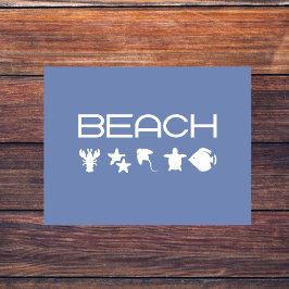 Beach Icons Marine Sea Creatures Monotone Dark Postkarte