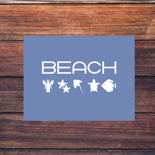 Beach Icons Marine Sea Creatures Monotone Dark Postkarte