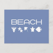 Beach Icons Marine Sea Creatures Monotone Dark Postkarte (Vorderseite)