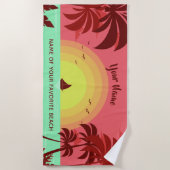 Beach Illustration benutzerdefinierte Text Strand  Strandtuch (Vorderseite)
