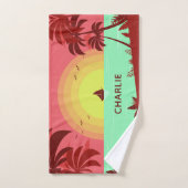 Beach Illustration individuelle Name Handtuch Set (Handtuch)