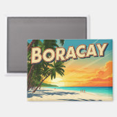Beach in Boracay Philippines Vintage Magnet (Vorderseite/Rückseite)