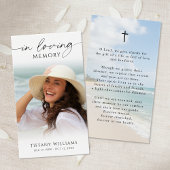 Beach In Loving Memory Photo Cross Prayer Card