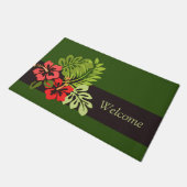 Beach Island Summer Tropical Hibiskus Blume Leaf Fußmatte (Schrägansicht)