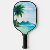 Beach Island Watercolor Pickleball Schläger (Rückseite)