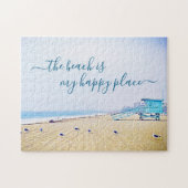 Beach ist glücklich, Script Lifeguard Booth Foto Puzzle (Horizontal)