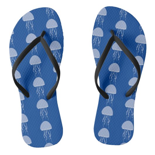 Beach Jelly Fishing Blue Pattern Flip Flops Badesandalen (Fußbett)
