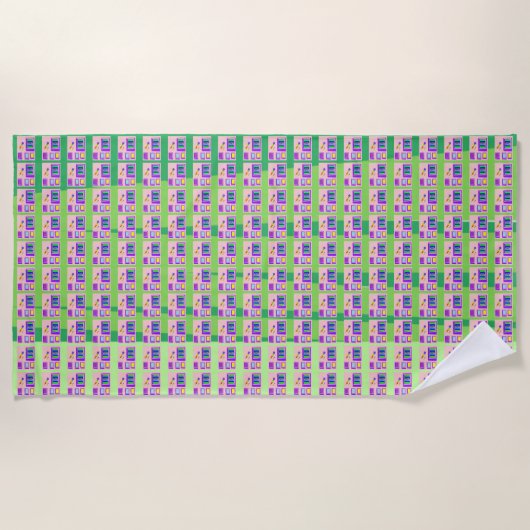 Beach Journal Journey Pink Green Beach Handtuch (Vorderseite)
