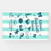 Beach Junggeselinnen-Abschied Aqua Blue Streifen C Banner (Horizontal)