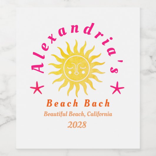 Beach Junggeselinnen-Abschied Boho Sun Weinetikett (Einzelnes Label)