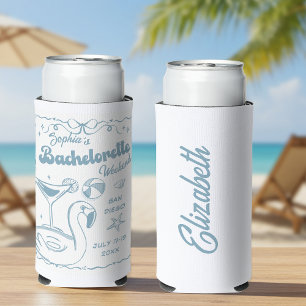 Beach Junggeselinnen-Abschied Dusty Blue Selters Dosenkühler