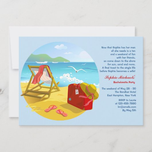 Beach Junggeselinnen-Abschied Einladung (Vorderseite)