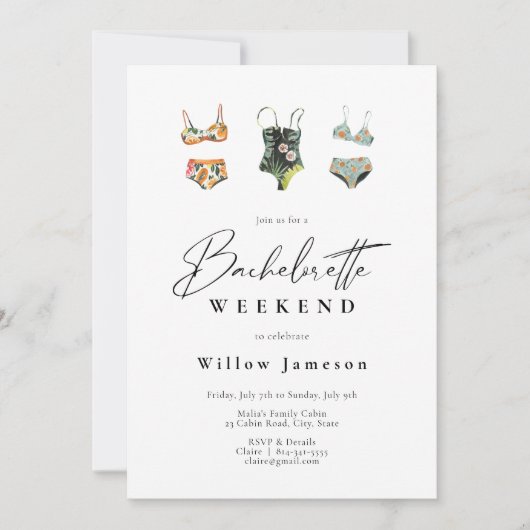 Beach Junggeselinnen-Abschied Einladung (Vorderseite)
