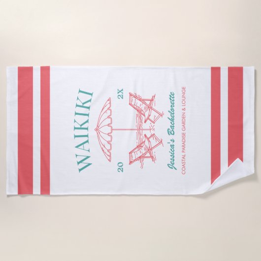 Beach Junggeselinnen-Abschied Gefallen Personalisi Strandtuch (Vorderseite)