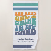 Beach Junggeselinnen-Abschied Groovy Retro Bridesm Strandtuch (Vorderseite)